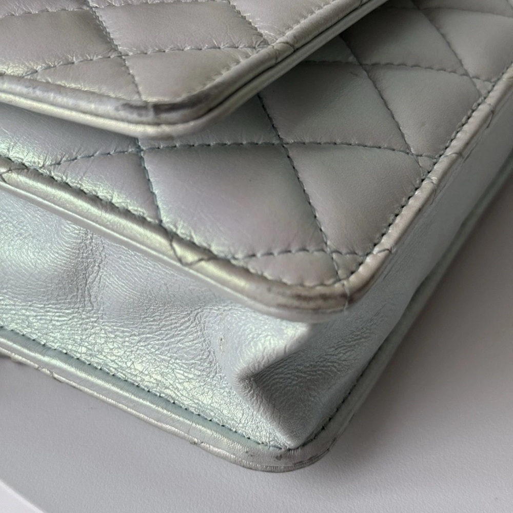 Chanel Metalic Silver Calfskin Wallet On Chain - Picture 10 of 10